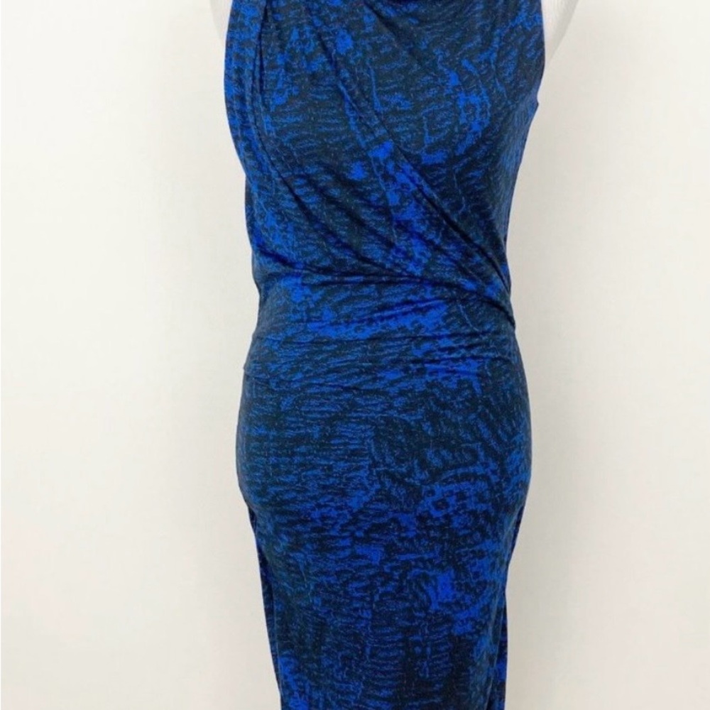 Helmut Lang Jersey Blue Patterned Sleeveless Dress